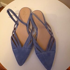 27 EDIT Periwinkle Blue Pointed Slingback Flats